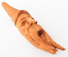 Bognár Sándor: Sapkás férfi fej. Faragott fa fali dísz jelzett 32 cm