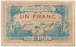 Franciaország 1915. 1Fr "Valence et de la Drome" (10. széria) T:F, tűzőgéplyuk France 1915. 1 Franc "Valence et de la Drome" (series 10) C:F, stapler holes
