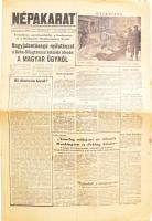 1956 A Népakarat I. évf. 14. száma (november 28.) a forradalom híreivel a Béke Világtanács nyilatkoz...