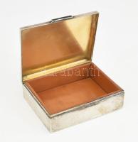 Ezüst (Ag) doboz fa betéttel, jelzés nélkül, 10×8×3,5 cm, bruttó: 194 g