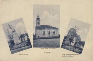 Kocsér a katolikus temetőben levő régi templom romjával