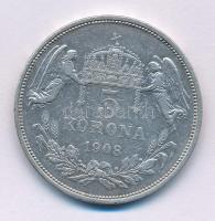 1908KB 5K Ag "Ferenc József" T:VF patina Adamo K7