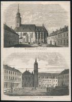 1866 Pozsonyi (Felvidék) főtemplom, főpiac és városháza 2 db fametszetes képen, megjelent a Vasárnapi Újságban, 20×14 cm