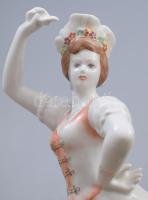 Hollóházi porcelán Csárdáskirálynő, kézzel festett, jelzett, hibátlan, m: 31 cm