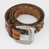 Mexikói témájú bőr öv, h: 120 cm