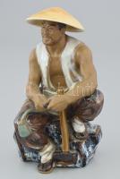 Kínai favágó figura, jelzett, hibátlan, m: 19 cm