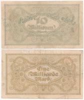 Németország / Weimari Köztársaság / Német Birodalmi Vasút - Karlsruhe 1923. 10.000.000M + 1.000.000....