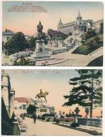 Budapest I. - 2 db RÉGI város képeslap: Hunyadi János szobor a Halászbástyán, Várkert, Savoyai Jenő szobor