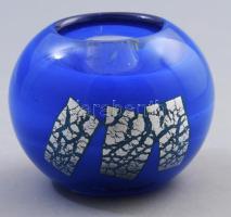 Strömbergshyttan svéd stúdióüveg mécsestartó, címkével jelzett, hibátlan, m: 8 cm