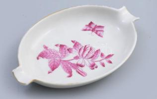 Herendi lila mintás hamuzó, kézzel festett, jelzett, kopással, 13,5×9 cm