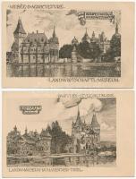 Budapest XIV. - 2 db RÉGI képeslap: Mezőgazdasági Múzeum, Vajdahunyad vára, Jáki kápolna. Budapest Művészi Képeslapok 2-3.