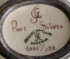 Johann Haviland váza, ezüst (Ag) szerelékezéssel, sorszámos: 1000/600, jelzett,kis kopással, m: 9 cm