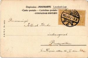 1902 Viel Glück / Újévi üdvözlőlap kéményseprővel, malacokkal és gyerek krampusszal / New Year greet...