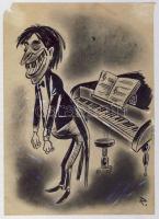 Ruszkay György (1924-1998): A zongorista, tus-papír, jelzett 15x21 cm