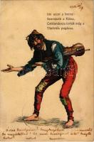 1902 Cigány muzsikus / Gypsy musician, litho (EK)