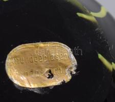 Üveg hal, hutaüveg, anyagában színezett, jelzett, hibátlan 13 cm