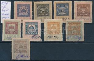 9 db értékpapír forgalmi adó bélyeg