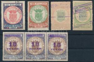 7 db Győr városi illetékbélyeg