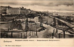 Budapest II. Margit híd budai hídfő, Margitpark (Germanus Gyula park), Lukács fürdő. Ganz Antal kiadása 192. (EK)