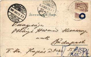 1900 Dunabogdány, látkép. Art Nouveau, floral, litho (gyűrődések / creases)