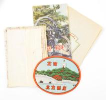 cca 1958 Vietnám, Hanoi térkép, ismertető füzet, bőröndcímke, összesen 6 db