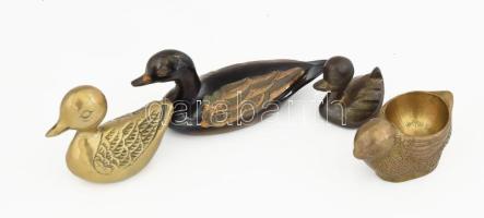 4 darab bronz kacsa és madár figura, h: 14 cm alatt
