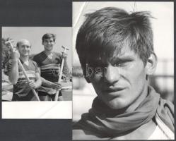 1971 Magyar kajakozók Wichmann, Petrikovics, Egyiken szamárfül, pecséttel jelzett fotó 19x13 cm. Petrovics László felvétele