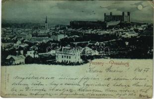1898 (Vorläufer) Pozsony, Pressburg, Bratislava; látkép éjjel, vár. Römmler &amp; Jonas / general view, castle (EK)