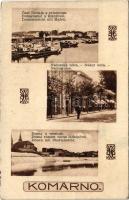 Komárom, Komárno; Cast Dunaja s prístavom, Nádorská ulica, Dunaj a pohlad na mesto / Duna részlet a kikötővel, gőzhajók, Nádor utca, látkép. L.H.K. 37. / port, ship station, steamships, street view (ragasztónyomok / glue marks)