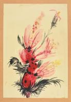 Varga Mátyás (1910-2002): Virág 1965. Olaj, papír, jelzett, paszpartuban, 43x31 cm