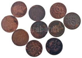 Ausztria 1800. 1kr Cu (10x) T:F, patina Austria 1800. 1 Kreuzer Cu (10x) C:F, patina