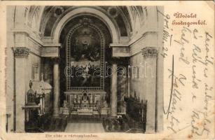 1901 Esztergom, Főoltár a vártemplomban, Bazilika, belső. Stromf Ignác kiadása (EB)