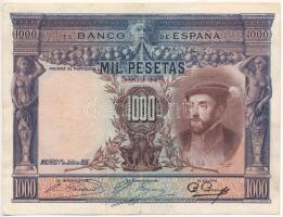 Spanyolország 1925. 1000P T:F tűlyukak Spain 1925. 1000 Pesetas C:F pin holes Krause P#70c