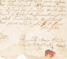 1701 Fáncsika ( Fancsikove UA) Kárpátalja Udvarhelyi Mária záloglevele magyar nyelven, birtoka és jo...