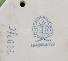 Herendi plasztikus levélmintával díszített gyertyatartó pár, kézzel festett, jelzett, kis kopással, ...