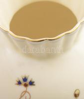 Zsolnay porcelán búzavirágmintás váza, kézzel festett, jelzett, hibátlan, m: 12 cm