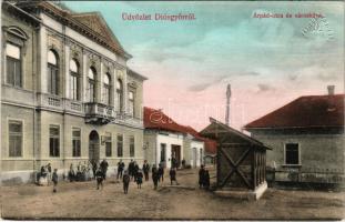 1915 Diósgyőr (Miskolc), Árpád utca és Városháza, üzlet. Grünwald Ignác kiadása (gyűrődések / creases)