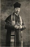 Samuel Grünwald, Kantor der Pester isr. Gemeinde / pesti izraelita kántor, hátoldalán Wágner hangszeráruháza reklámja, Judaika. G. J. / Jewish cantor, with Hungarian advertisement on the backside, Hebrew text, Judaica (EK)