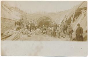 1900 Pozsony, Pressburg, Bratislava; Lamacs vasúti alagút építés közben / Lamacsky tunel / construction of the Lamacs railway tunnel. The new mouth of Tunnel No. I has been completed and the wooden reinforcements have been removed. photo (fl)
