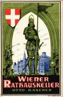 Wien, Vienna, Bécs; Wiener Rathauskeller (Otto Kaserer) / wine cellar and restaurant advertisement. Druck F. Adametz litho (EK)
