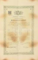 1911 Bp., Erzsébet nőiskola bizonyítványa, foltos