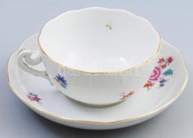 Herendi Eton mintás csésze alátéttel, jelzett, kis kopással, d: 16,5 cm