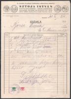 1943 Fejléces számla, felezett 1 + 2 Pengő okmánybélyeggel