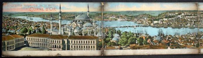 Constantinople, Istanbul; Panorama superbe de la Corne d'Or / 6-tiled folding panoramacard (hole)