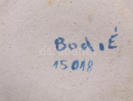 Bod Éva (1924-2004): Méregzöld váza. Csorgatott mázas kerámia, jelzett, minimális kopással, m: 19 cm...