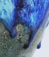 Bod Éva (1924-2004): Csorgatott mázas kínáló. Jelzett, minimális kopással, 35x13x15 cm /// Éva Bod (...