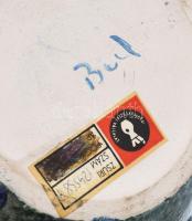 Bod Éva (1924-2004): Csorgatott mázas kínáló. Jelzett, minimális kopással, 35x13x15 cm /// Éva Bod (...