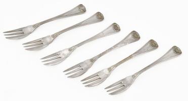 6 személyes ezüstözött halvilla szett, h: 14 cm