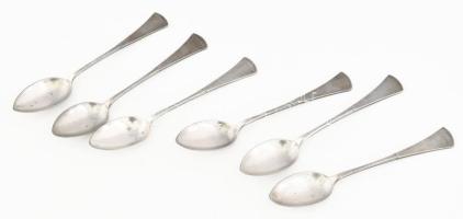 6 darab ezüst (Ag) kávéskanál, jelzett, 62g