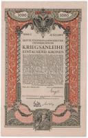 Ausztria / Bécs 1915. "3. Osztrák 5 1/2%-os Hadikölcsön-kötvény" kötvény 1000K-ról szelvényekkel T:F Austria / Vienna 1915. "3rd Austrian 5 1/2% War Loan, 1915" bond about 1000 Kronen with coupons C:F